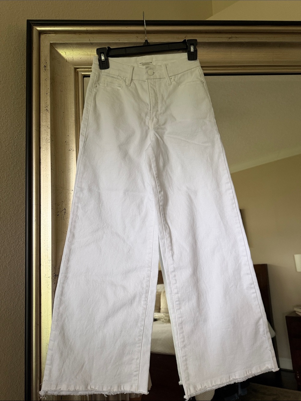 Good American White Wide Leg Flare Jeans